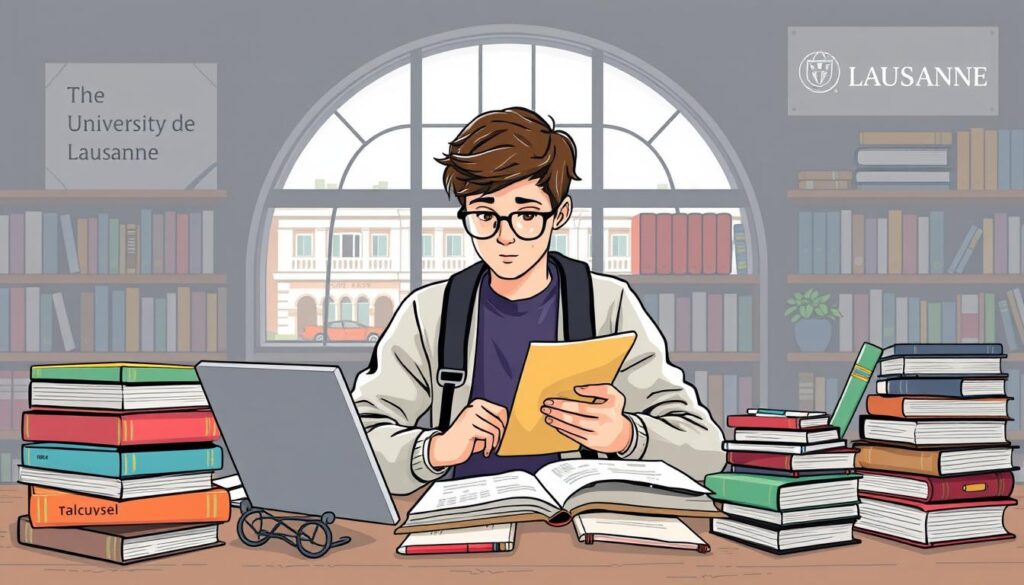 Image of a student calculating expenses for University of Lausanne Image of a student calculating expenses for University of Lausanne