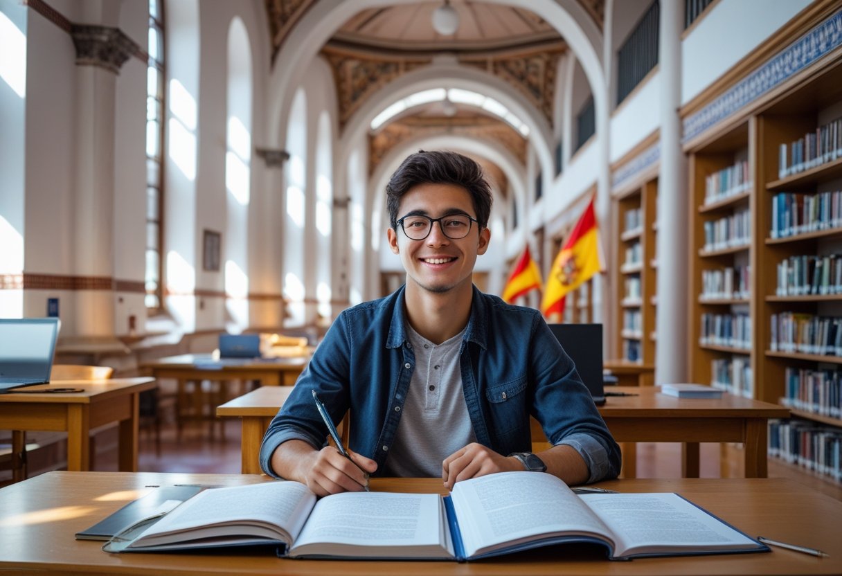 Types of Study in Spain Scholarships A group of diverse students studying together outdoors with Spanish architecture in the background. Scholarships available for studying in Spain come from various sources, each catering to different types of students and courses. These awards vary by funding origin, eligibility criteria, and benefits offered. Government-Funded Scholarships Government-funded scholarships in Spain are primarily provided by the Spanish Ministry of Education and regional governments. These scholarships often cover tuition fees, travel expenses, and sometimes living costs. They target international students as well as Spanish citizens pursuing undergraduate, postgraduate, or research degrees. Popular options include the Becas MAEC-AECID programme, which supports international students through bilateral agreements. Such scholarships are competitive. Applicants must usually demonstrate academic excellence, language proficiency, and alignment with specific study fields or countries. Deadlines and application processes tend to be strictly regulated. University-Specific Scholarships Many Spanish universities offer scholarships tailored to their programmes. These are aimed at attracting high-achieving international and EU students. Universities like the University of Barcelona and Complutense University of Madrid provide scholarships covering partial or full tuition fees. Some scholarships also include accommodation grants or study materials. Eligibility depends on the university and course, often requiring strong academic records. Certain scholarships target specific faculties or encourage enrolment in less-popular but strategic study areas. Application procedures differ, but typically require submission of academic transcripts, motivation letters, and sometimes interviews. Private and Non-Profit Scholarships Private organisations and non-profits provide various study in Spain scholarships, supporting students across different fields. These include foundations, cultural institutes, and companies. Examples include scholarships from the Cervantes Institute and private foundations like Fundación Carolina, which supports Latin American students. These scholarships may cover tuition, living expenses, research grants, or internships. Selection criteria vary but often focus on academic merit, financial need, and cultural exchange interests. Application deadlines and requirements differ widely, so careful attention to each scholarship’s details is essential. Eligibility Criteria for Scholarships A group of diverse students studying together outside on a university campus in Spain with historic buildings in the background. Candidates must meet specific academic, nationality, and language requirements to qualify for studying in Spain scholarships. These requirements ensure applicants are well-prepared and fit the programme’s eligibility standards. Academic Requirements Applicants generally need a strong academic record, often demonstrated by a minimum grade point average or equivalent qualifications. Most scholarships require completion of a relevant undergraduate degree if applying for postgraduate study. Some programmes specify a minimum GPA, typically around 3.0 on a 4.0 scale, or equivalent local grading standards. Additionally, applicants must provide official transcripts and, in some cases, letters of recommendation or proof of research experience. Institutions might also prioritise candidates with academic excellence in specific fields related to the scholarship focus. Meeting these academic standards ensures candidates possess the knowledge needed for successful studies in Spain. Nationality and Residency Conditions Spain-based scholarships frequently target either domestic students, European Union citizens, or international applicants from selected countries. Some scholarships are exclusive to Spanish nationals or residents. Others may be open to all foreign students but give priority to applicants from Latin America, Africa, or other designated regions. Proof of citizenship or legal residency status, such as a passport or residence permit, is typically required. Certain scholarships also consider applicants’ current location or prior educational history, such as having completed studies in Spain or the EU. These conditions help institutions align scholarship support with targeted demographic or political agreements. Language Proficiency Standards Language requirements depend on the medium of instruction and the scholarship’s focus. For programmes taught in Spanish, applicants must demonstrate fluency through tests like DELE or SIELE. For courses taught in English, proficiency is often assessed by IELTS, TOEFL, or equivalent tests, with minimum scores usually set—for example, an IELTS overall band of 6.0 or higher. Some scholarships may waive language tests for applicants who have completed previous studies in the required language or come from native-speaking countries. Proof of language skills ensures students can fully participate in academic coursework. Application Process and Timeline The application process requires careful preparation of specific documents and completing the form online correctly. Applicants must also keep track of key dates to ensure timely submission and avoid disqualification. Preparing Required Documentation Applicants need to gather academic transcripts, a valid passport, a letter of motivation, and two letters of recommendation. Proof of language proficiency, usually in Spanish or English, depending on the programme, is also mandatory. Additional documents can include a curriculum vitae (CV) and any certificates of prior scholarships or relevant experience. All documents must be officially translated into Spanish if originally in another language. Photocopies should be clear, and applicants should verify each requirement on the official scholarship page. Online Application Procedures Applications must be submitted through the official scholarship portal. Candidates should create an account, fill in personal data, and upload all required documents. Only PDF or specified file formats are accepted. It is crucial to double-check each section before final submission, as incomplete applications are rejected. After submission, applicants receive a confirmation email with an application number for future reference. Important Deadlines The application window usually opens in early January and closes by the end of March. Late submissions are not accepted. Applicants should monitor deadlines for each academic year on the official scholarship website. Early submission is recommended to avoid technical issues during peak periods. Interviews or additional assessments, if required, generally occur between April and June. Leading Spanish Universities Offering Scholarships Several top Spanish universities provide scholarships to international students. These scholarships often cover tuition fees, living expenses, or research grants. Criteria usually include academic merit, financial need, or specific fields of study. University of Barcelona The University of Barcelona offers a range of scholarships to support international students. These include merit-based awards that cover partial or full tuition fees. Some scholarships are available for postgraduate research in areas like science and humanities. Applicants must usually demonstrate academic excellence and meet programme-specific requirements. The university also provides grants for mobility, encouraging students to participate in exchange programmes within Europe. Details and application deadlines are published annually on the university’s official scholarship webpage. Candidates should prepare documents including transcripts, recommendation letters, and a motivation letter. Autonomous University of Madrid The Autonomous University of Madrid (UAM) focuses on both undergraduate and postgraduate scholarships. It offers financial aid to students in demanding fields such as engineering, health sciences, and social sciences. UAM’s scholarships include the Erasmus+ grant for European students and specific university-funded awards for non-EU students. These often provide financial support for research projects, conference participation, or tuition fees. Students must meet academic standards and sometimes show financial need. Applications require a comprehensive dossier: academic records, proof of income, and a personal statement. Pompeu Fabra University Pompeu Fabra University (UPF) is known for strong support to international students via scholarships and grants. It awards merit scholarships aimed primarily at high-achieving undergraduate and master’s candidates. UPF also offers specific scholarships for research in fields like economics, political science, and health sciences. The financial coverage can include tuition, accommodation, or both. Application processes involve submitting academic transcripts, test scores, and motivation essays. Some scholarships are competitive and require interviews or additional documentation. Timely application submission is critical. Popular Study Fields for Scholarship Recipients Many scholarship recipients in Spain choose to pursue fields that offer strong career prospects and align with Spain’s educational strengths. These areas often combine practical skills with opportunities for research and international collaboration. STEM Programmes STEM (Science, Technology, Engineering, and Mathematics) fields are highly popular due to Spain’s growing focus on innovation and technology. Scholarships often support studies in engineering disciplines such as civil, mechanical, and software engineering. Computer Science and Information Technology are also widely favoured, reflecting global demand for digital skills. Students benefit from modern laboratories and connections with tech companies in cities like Barcelona and Madrid. Science fields like Biology, Chemistry, and Physics receive backing through scholarships aimed at research in biotechnology and renewable energy. These programmes often include internships or collaborations with Spanish research centres. Humanities and Social Sciences Humanities and Social Sciences attract students interested in Spain’s rich cultural heritage and social dynamics. Fields like History, Archaeology, and Literature are commonly supported by scholarships targeting studies in European or Mediterranean culture. Political Science and International Relations degrees appeal to those keen on diplomacy or global affairs, with Spain’s strategic role in the EU offering practical experience. Sociology and Psychology programmes often include research on contemporary social issues. Scholarships in this area frequently assist students involved in cross-cultural projects or language studies, helping them deepen their understanding of Spain’s diverse regions. Business and Economics Business and Economics are key fields for scholarship applicants aiming for international careers. Spain hosts several top-ranked business schools, especially in Madrid and Barcelona, making it an attractive option for finance, marketing, and management studies. Economics programmes supported by scholarships often focus on European markets, trade, and sustainable development. Many courses integrate practical case studies and internships with leading companies. Entrepreneurship and innovation are emphasised in scholarship-backed programmes, preparing students to launch startups or contribute to the business sector with up-to-date skills. Financial Coverage and Benefits The scholarship provides comprehensive financial support that addresses major expenses for students. It covers tuition fees, offers allowances for daily living costs, and includes additional services to assist with the study experience in Spain. Tuition Fee Waivers Recipients often receive full or partial waiver of tuition fees at participating Spanish universities. The waiver amount depends on the specific scholarship programme and the institution's policies. Students benefit from waived fees for undergraduate and postgraduate courses, which significantly reduces educational expenses. This waiver applies only to official tuition fees and excludes private courses or additional university charges. The waiver remains valid for the standard duration of the chosen degree. However, students must maintain academic standards to keep this benefit throughout their study period. Living Expenses Allowances The scholarship offers monthly stipends to cover essential living costs such as accommodation, food, transport, and study materials. The allowances vary but typically range from €700 to €1,000 per month. These funds help students live comfortably without financial stress during their stay. The allowance amount takes into account the average cost of living in cities like Madrid, Barcelona, and Valencia, which are common study destinations. Students must manage their budget efficiently as the stipend should cover rent, groceries, local transport, and utilities. Additional personal expenses are the student’s responsibility. Additional Support Services The scholarship includes support services designed to ease students’ adjustment to life in Spain. This often includes orientation sessions, language courses, and academic tutoring. Recipients may also have access to healthcare assistance, visa application support, and housing placement help. These services aim to provide a smoother transition into the Spanish education system and society. Some programmes offer career guidance and networking opportunities, enhancing students' prospects post-graduation. These benefits improve overall academic and personal success during the scholarship period. Tips for a Successful Scholarship Application A strong application requires clear communication, credible support, and thorough preparation. Candidates should focus on expressing their ambitions, obtaining reliable endorsements, and practising interview skills to improve their chances. Writing a Compelling Personal Statement The personal statement must be precise and tailored to the scholarship criteria. It should highlight academic achievements, relevant experiences, and future goals linked to studying in Spain. Specific examples of leadership, cultural engagement, or academic projects strengthen the statement. Avoid vague claims; instead, use measurable outcomes or concrete evidence of skills. The tone should be professional but sincere, reflecting genuine motivation. Proofreading for grammar and clarity is essential before submission. Securing Strong References References should come from individuals familiar with the applicant’s academic abilities or character. Teachers, professors, or employers who can provide detailed examples of the candidate’s strengths carry more weight than generic endorsements. It's important to brief referees about the scholarship’s focus and deadlines. Providing them with a CV or statement can help tailor their letters. Early requests allow referees enough time to write thoughtful, comprehensive references. Preparing for Scholarship Interviews Preparation should include researching the scholarship provider and understanding its objectives. Practising answers to common questions like motivation, suitability, and future plans is key. Applicants should prepare clear, concise responses supported by examples. They must also develop questions to ask the panel, showing interest and engagement. Professional attire and punctuality contribute to a positive impression during the interview. Study in Spain Scholarship Guide for International Students