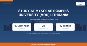 Study at Mykolas Romeris University (MRU) Lithuania 2026: Fees, Programs, Admission & Scholarships for Indian Students