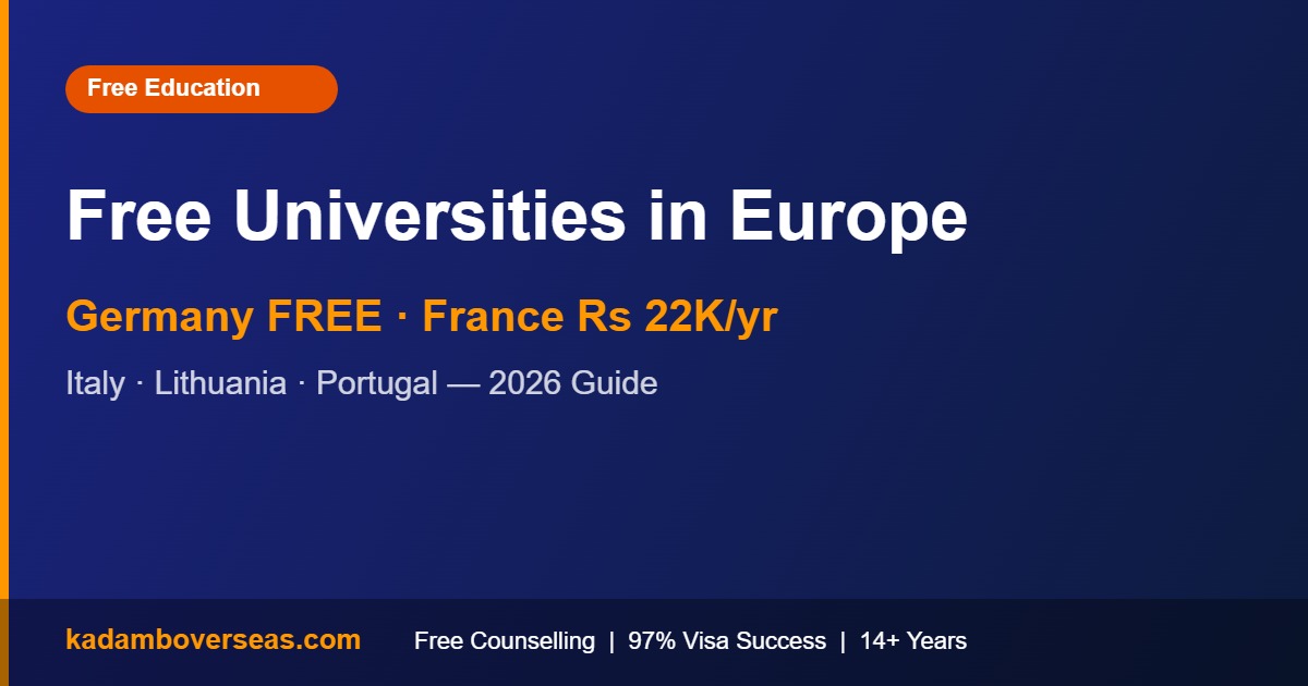 Free Universities in Europe for Indian Students 2026 — Germany, France, Italy, Lithuania