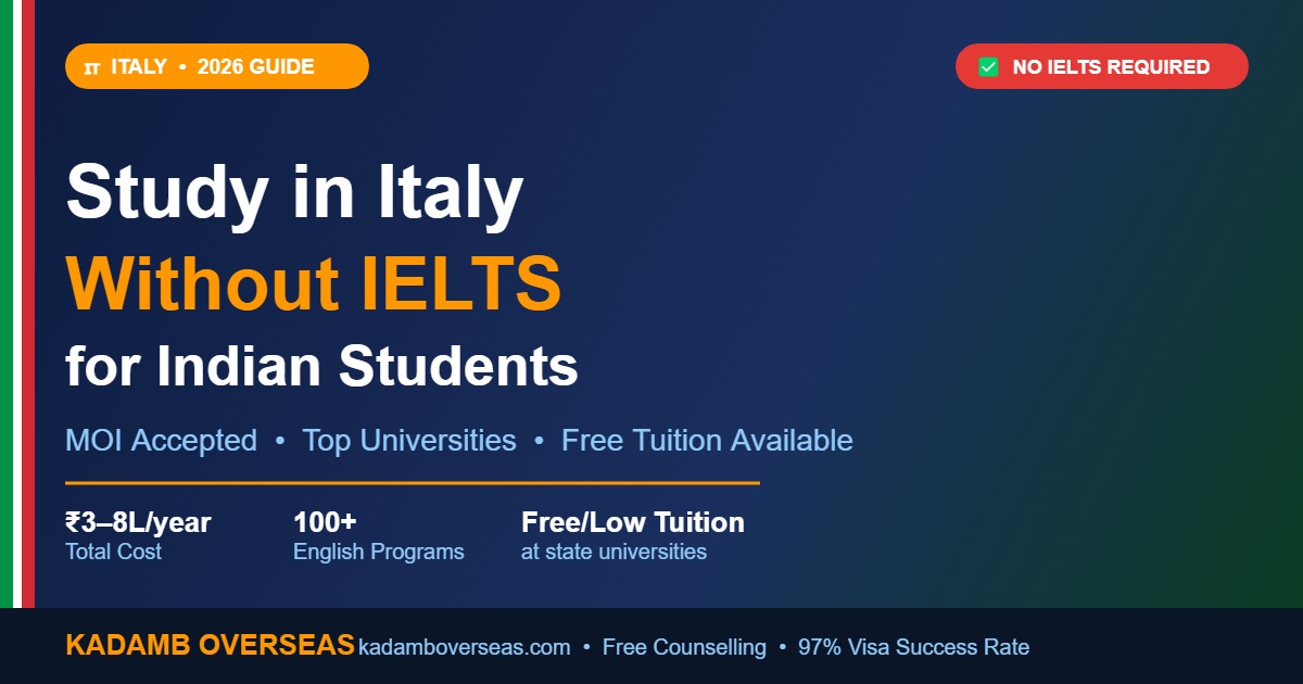 Study in Italy without IELTS for Indian students 2026